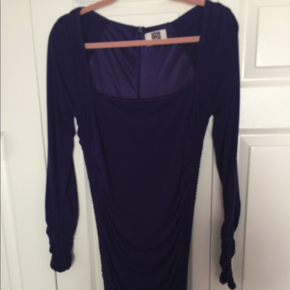 Royal Purple long sleeved body con mini dress